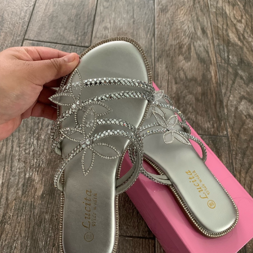 Women's Silver Embellished Sandals